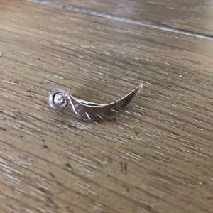 Sterling silver feather ear climber w/ rhinestone